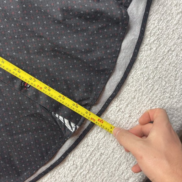 Au Noir Shirt Geo Abstract Men M Black Stretch Long Sleeve Button Down Flip Cuff - Picture 8 of 12